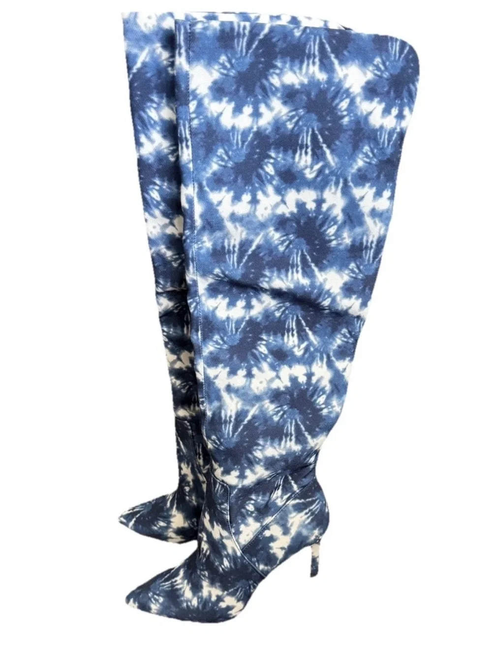 Gianni Bini Zenner Blue Tie-Dye Knee High Stiletto Boots NWOB Sz 6